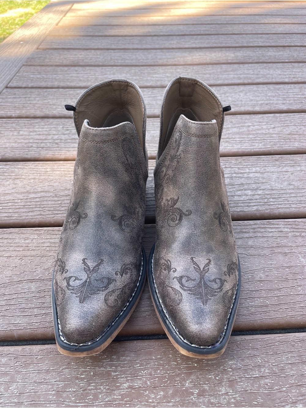 Women's Cowboy Ankle Booties - Picture 2 of 6
